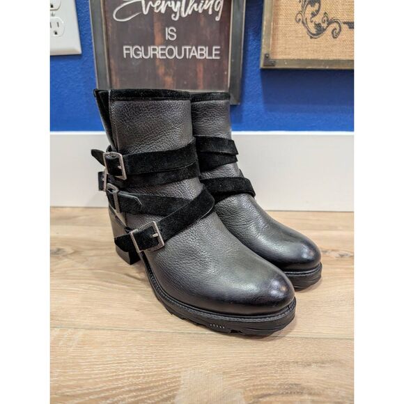 Freebird by Steven European Crossover Moto Ankle Boots Women’s 39 US 8 Rare - Picture 1 of 14